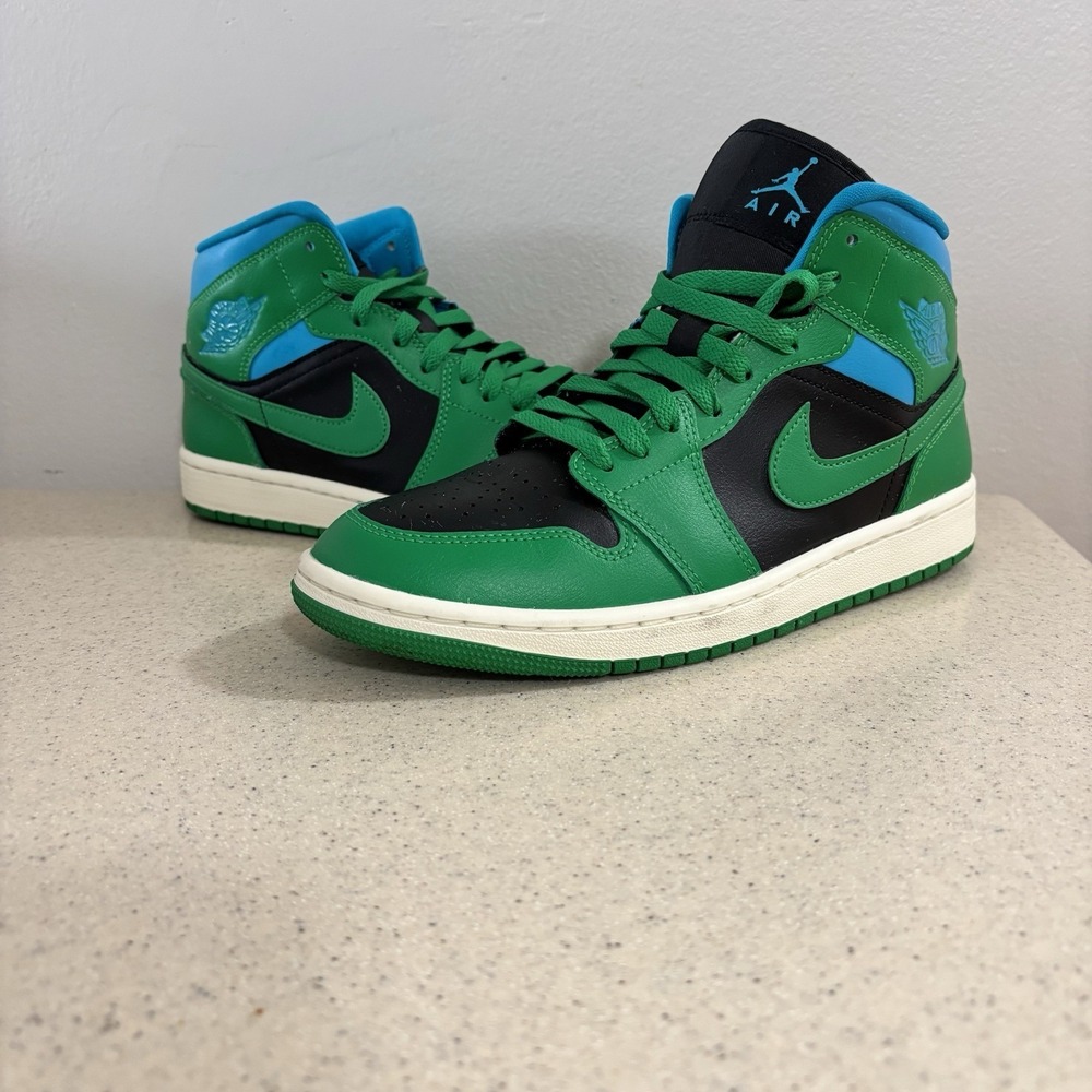 Nike Air Jordan 1 Mid Green Black Blue BQ6472-033 Size 8.5 Women's Excellent - Picture 3 of 15